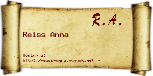 Reiss Anna névjegykártya